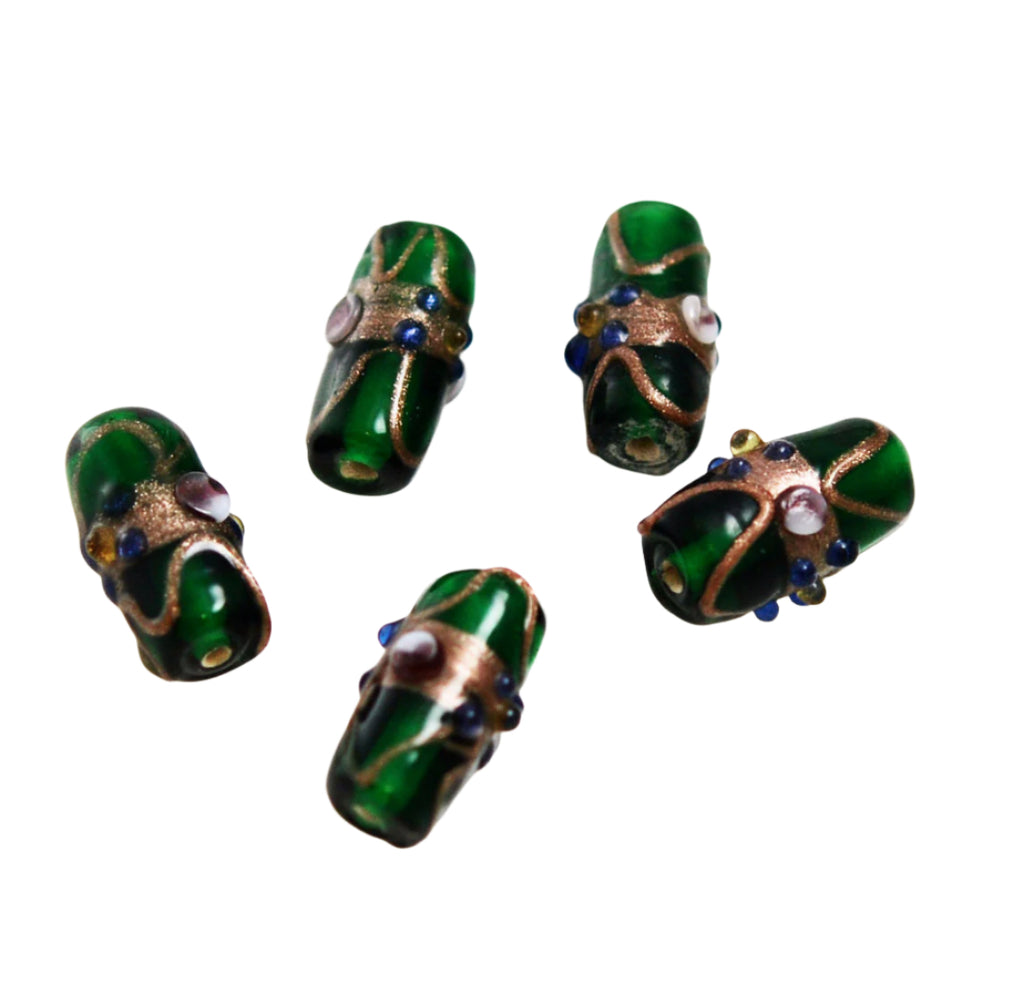 Green Lamp Work Wedding Cake Beads