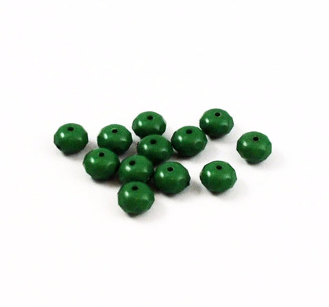 Green Lucite Faceted Rondelles Beads