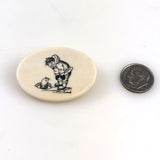 Inuit Scrimshaw Ivory Pin - Signed Nunuk Vintage