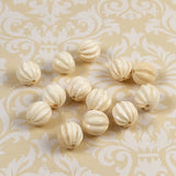 Elephant Ivory Fluted Melon Beads