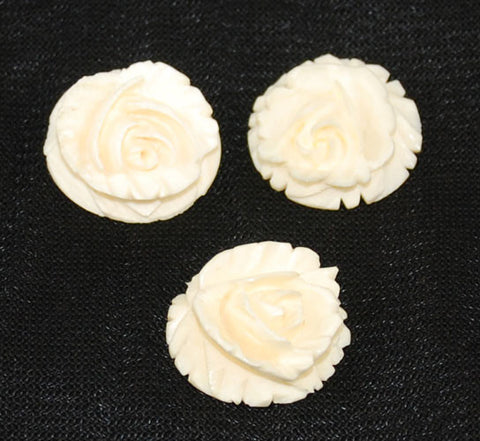 Carved Ivory Flat Back Roses Vintage