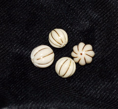 Ivory & 14K Gold Fluted Melon Beads Vintage
