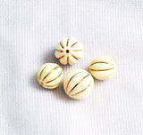 Ivory & Gold Fluted Melon Beads Vintage