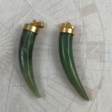 Green Jade Tusk Pendants Vintage