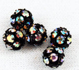 Jet Black Rhinestone Crystal AB Balls 5mm