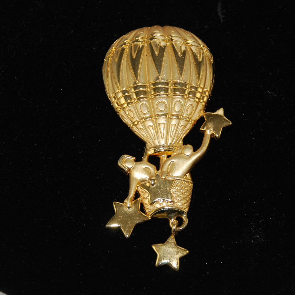 JJ Gold Tone Balloon Brooch Vintage