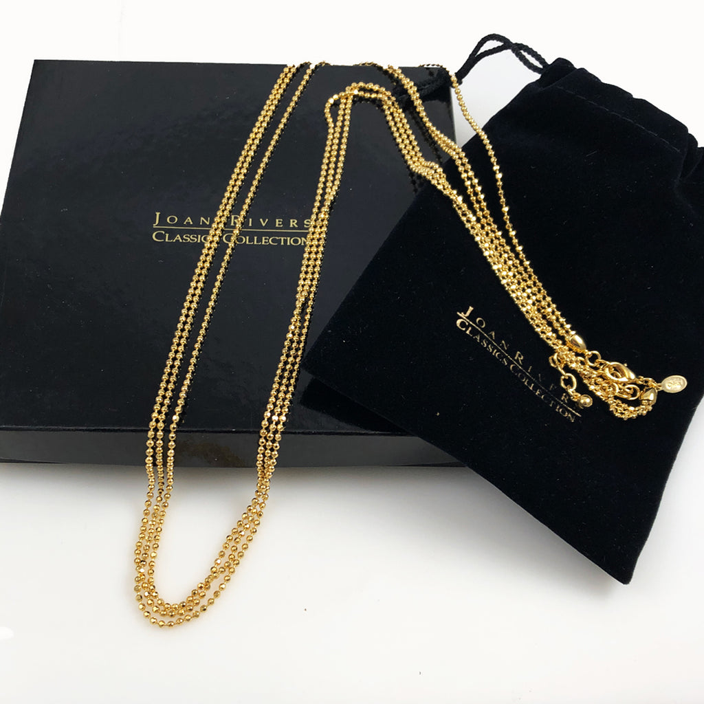 Joan Rivers Triple Strand Gold Beaded Necklace