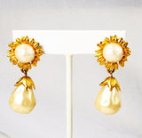 Karl Lagerfeld Pearl and Gold Earrings