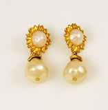 Karl Lagerfeld Pearl and Gold Earrings