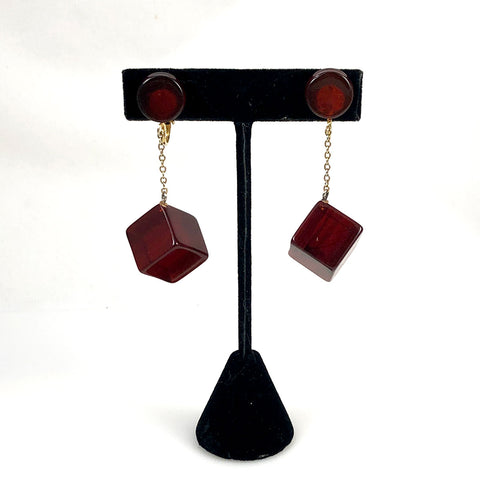 Vintage amber Lucite earrings