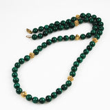 Malachite & Gold Beaded Necklace 10mm