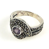 Marcasite & Amethyst Sterling Ring