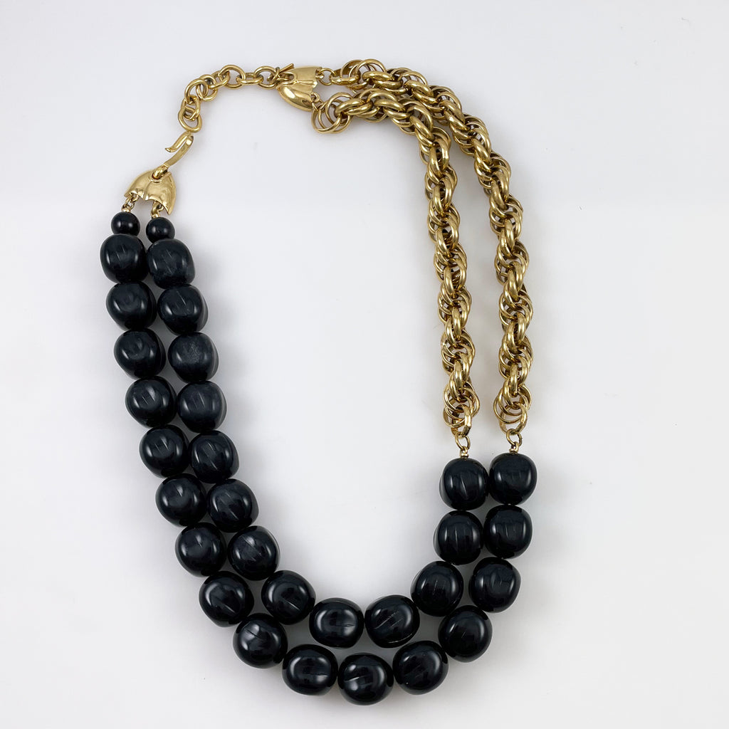 Monet Gold & Black Statement Necklace