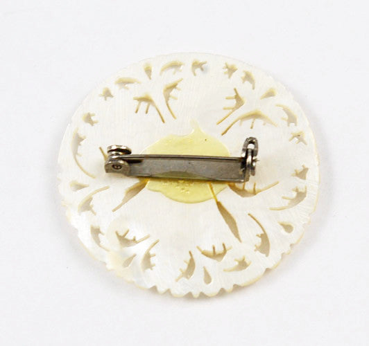 Victorian Hand Carved Mother of Pearl Brooch