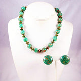 Murano Green Glass Bead Necklace Set