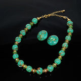 Murano Green Glass Bead Necklace Set