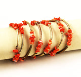 Pair of Orange Coral & Gold Bracelets