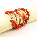 Pair of Orange Coral & Gold Bracelets