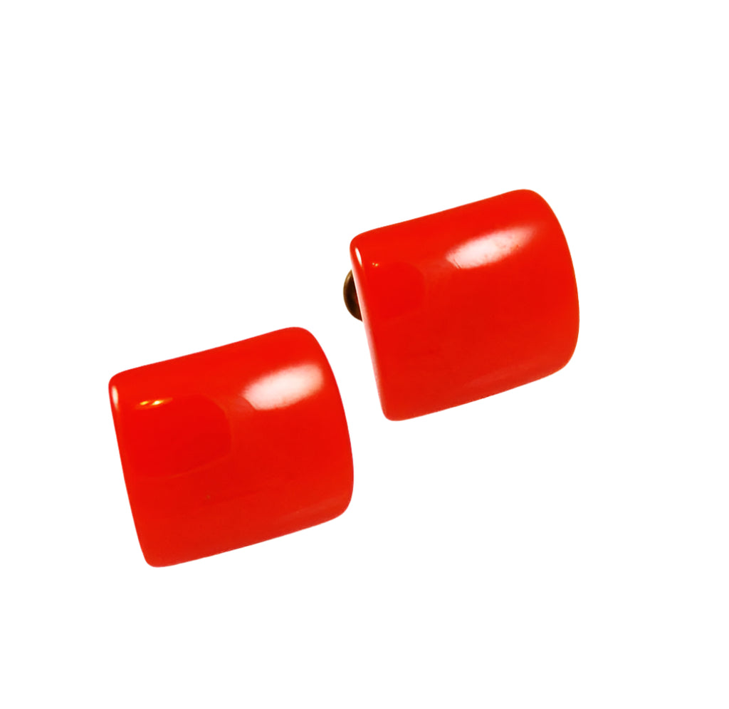Vintage bright orange Lucite Screwback earrings