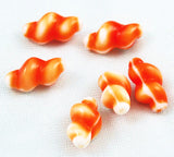 Orange & White Glass Snail Beads