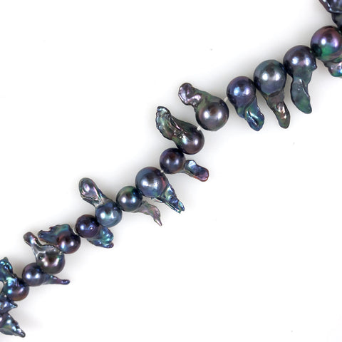 Purple Peacock Blister Pearl Beads with Tails