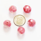 Pink Faceted Givre 12mm Glass Beads