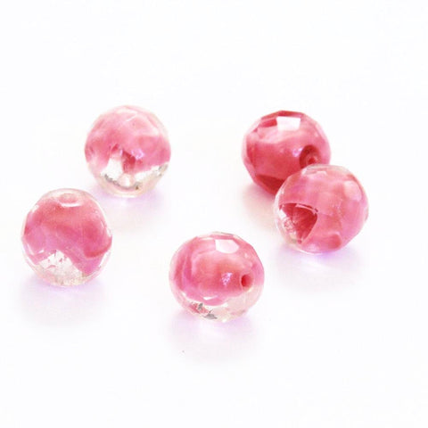 Pink Faceted Givre 12mm Glass Beads