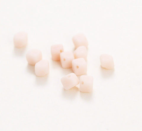 Dusty Pink Cube Glass Beads