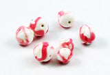 Pink and White Round Beads Glass
