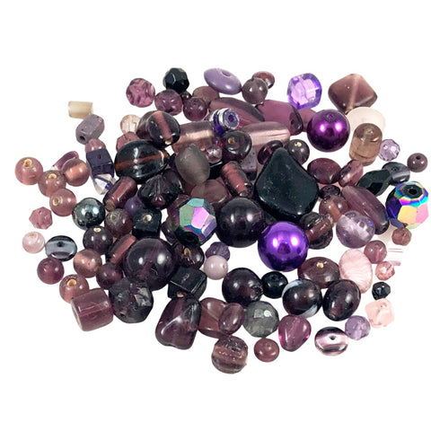 Vintage purple glass bead mixture