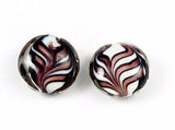 Purple and White Feather Lampwork Beads