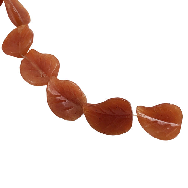 Red Aventurine Gemstone Carved Leaf Beads – Estate Beads & Jewelry