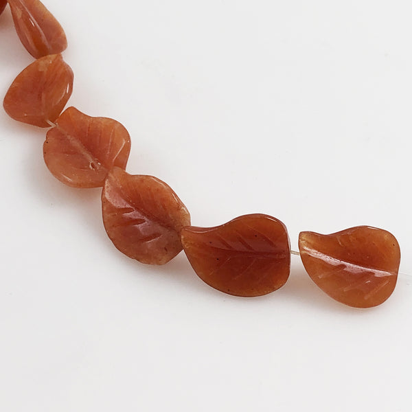 Red Aventurine Gemstone Carved Leaf Beads – Estate Beads & Jewelry
