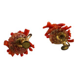 Red Branch Coral Earrings  Screw Backs