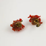 Red Branch Coral Earrings  Screw Backs