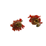 Red Branch Coral Earrings  Screw Backs