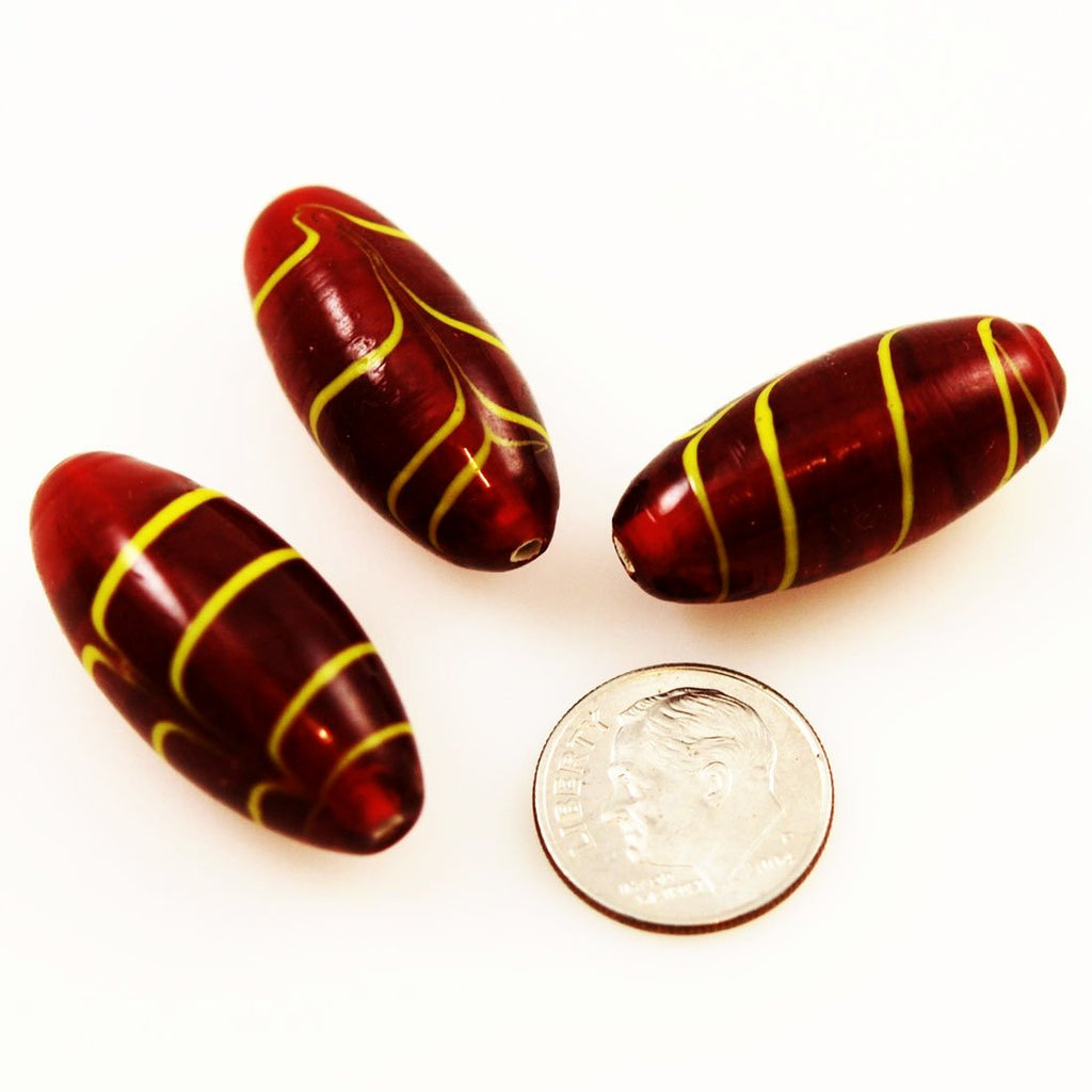 Red Lamp Work Feather Beads