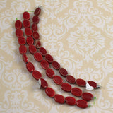 Red Raku Oval Beads Vintage