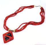 Red Coral Pendant Necklace Vintage