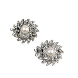 Pearl & Rhinestone Silver Clasp Flower
