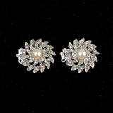 Pearl & Rhinestone Silver Clasp Vintage