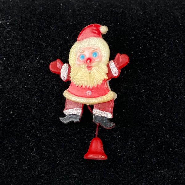 Santa Claus Pull String Puppet Pin Christmas – Estate Beads Jewelry
