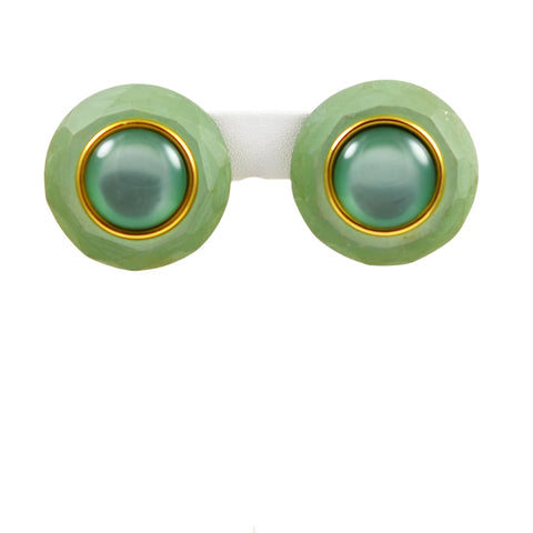 Green Lucite Clip On Earrings