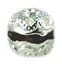 Silver Plated & Siam Red Rhinestone 8mm Beads