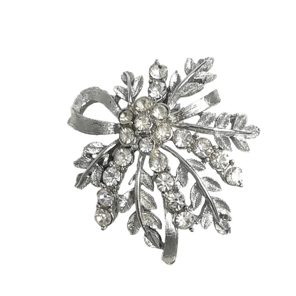 Silver Rhinestone Leaf Brooch Vintage – Estate Beads & Jewelry