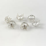 Large Silver Plated Bead Caps Filigree Leaf