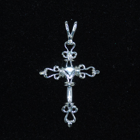 Sterling Heart Cross Pendant