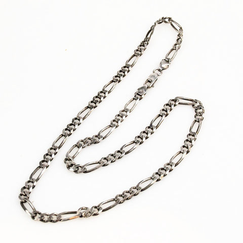 Italian Sterling Silver Figaro Chain Necklace Unisex