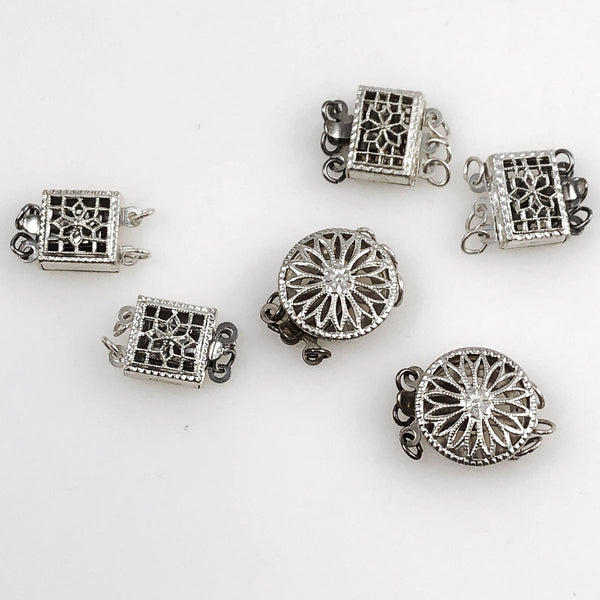 Sterling Silver Filigree Box Clasp Triple – Estate Beads & Jewelry