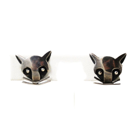 Sterling Silver Fox Screw Back Earrings